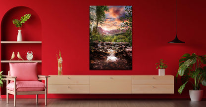 Mountain Landscape Tempered Glass Wall Art