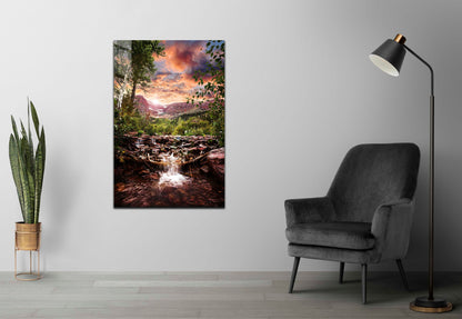 Mountain Landscape Tempered Glass Wall Art