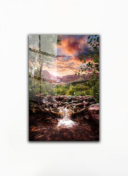 Mountain Landscape Tempered Glass Wall Art