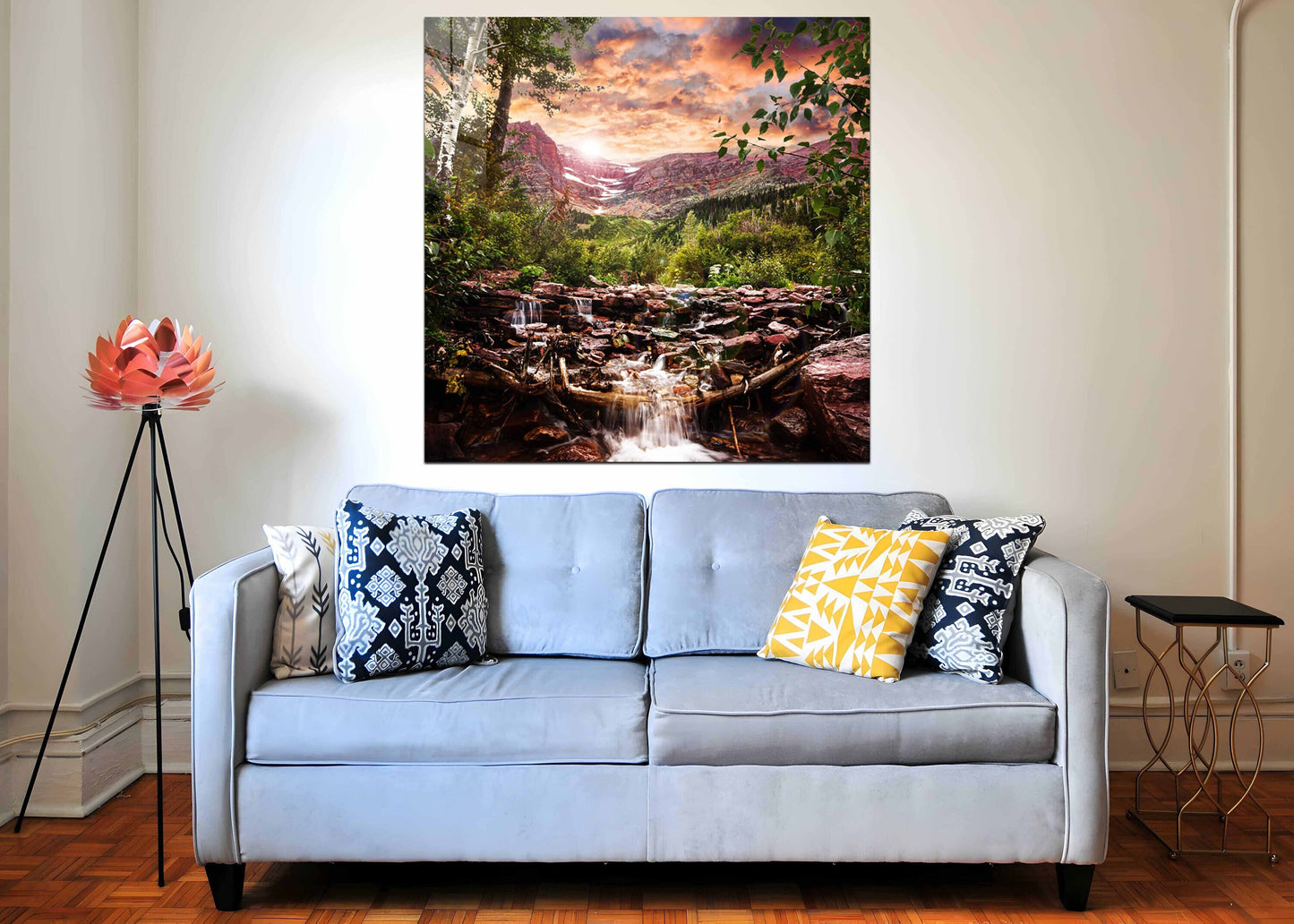 Mountain Landscape Tempered Glass Wall Art