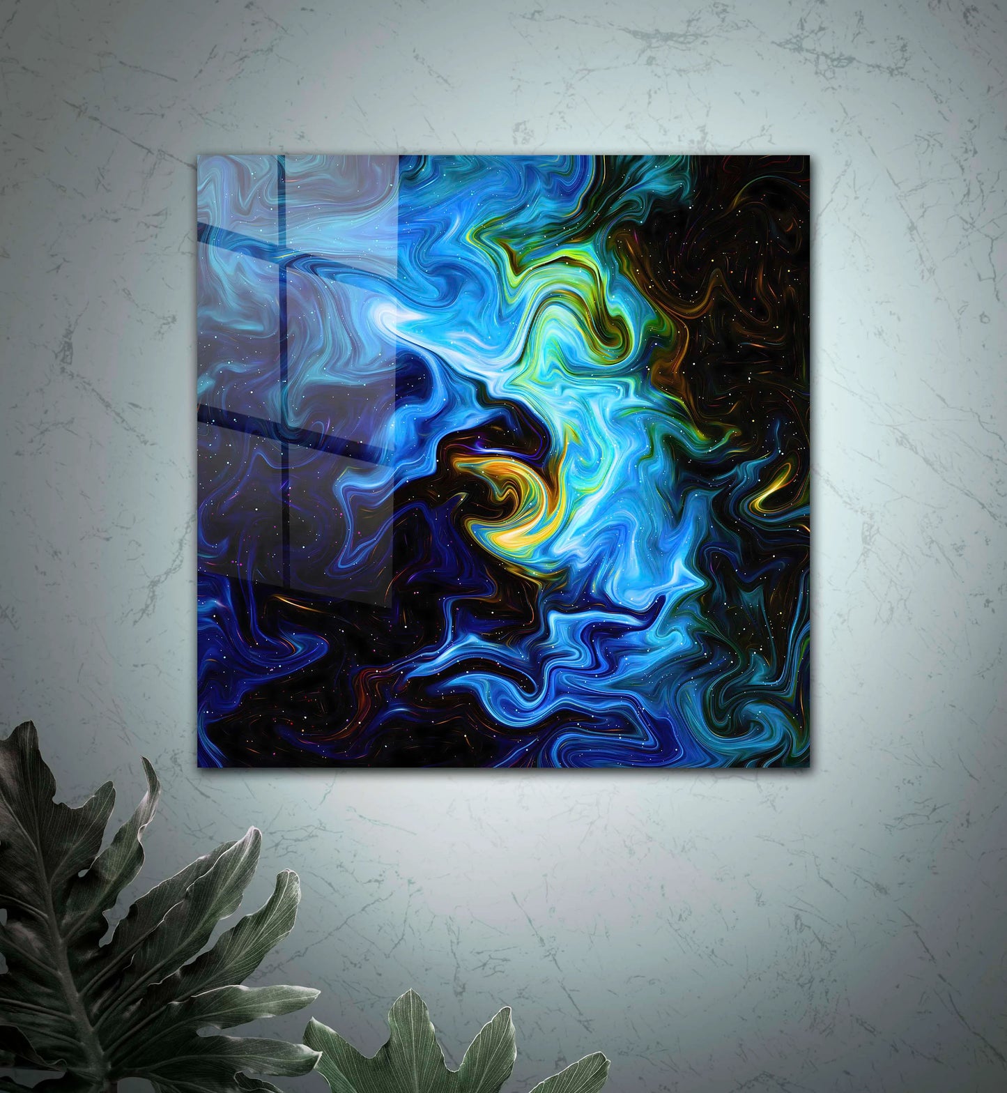 Blue Abstract Tempered Glass Wall Art